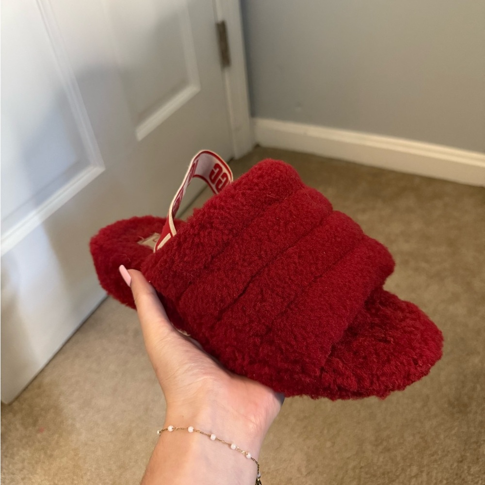 UGG Red Fluffy Slippers